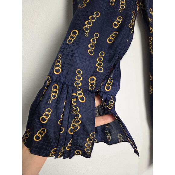 Sandro Milly Silk Dress Small EU 38 Navy Blue - Picture 7 of 16